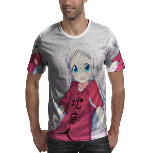 Kaos Meiko Honma Meiko Menma Anohana Tshirt Unisex Bahan Polyester Jersey T-SHIRT Fullprint Tees Cas