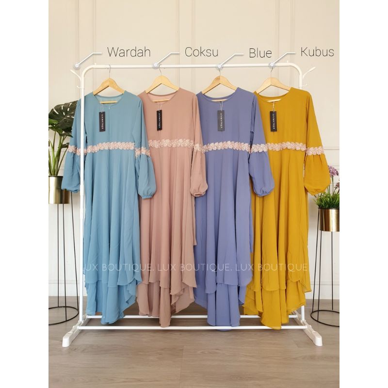Gamis Malaysia / Gamis Ceruty Polos / Gamis Ceruti Babydoll Renda full furing