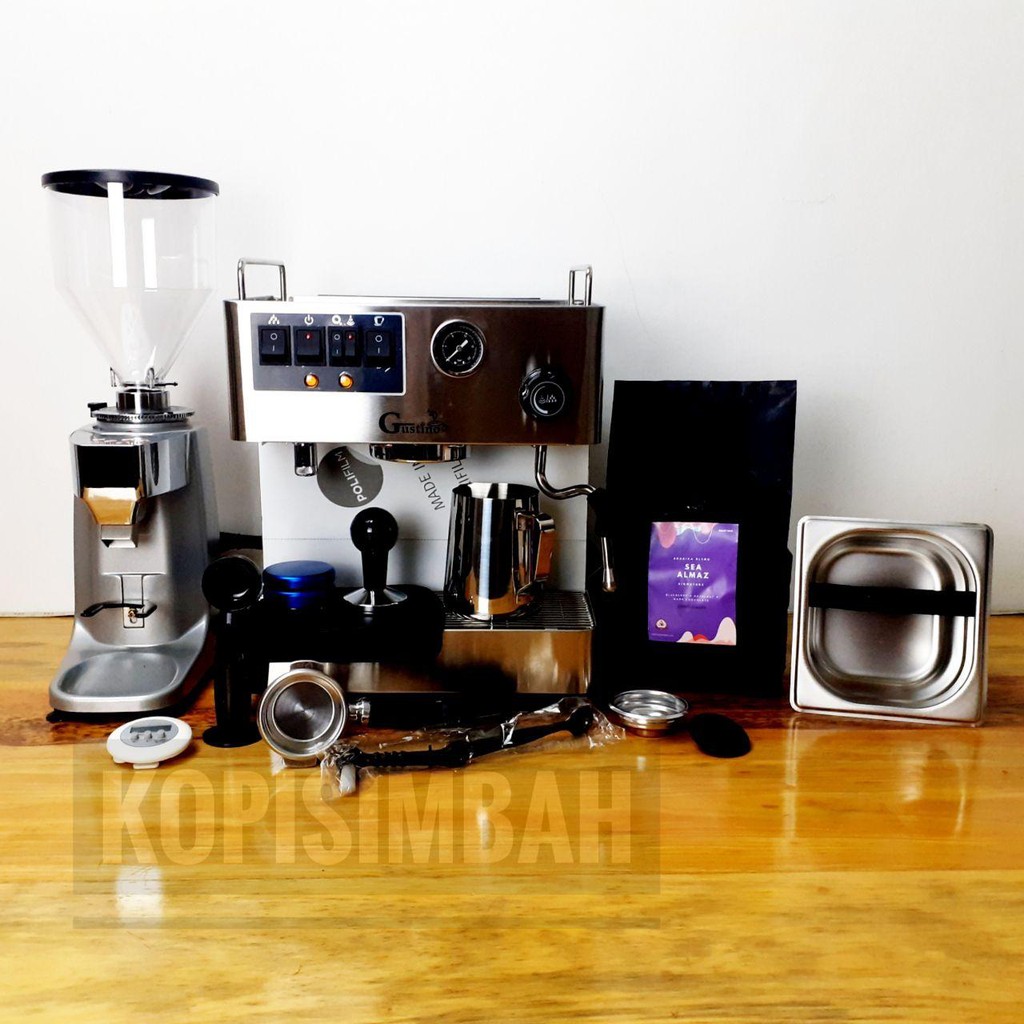 Paket Mesin Espresso Gustino GS 3100 Coffee Maker & Grinder Kopi N500 Auto Timer