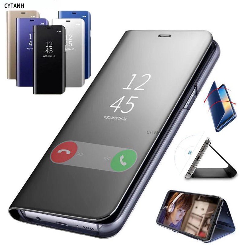 REALME C1 C11 2021 C2 C3 C11 C12 C15 XT NARZO Flip Cover Clear View Case Mirror Standing Auto Lock