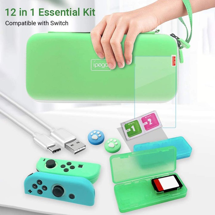 Nitendo switch accessories Ipega essential kit 12in1 storage bag card case screen guard thumb grip silicone case type-c cable pg sw052