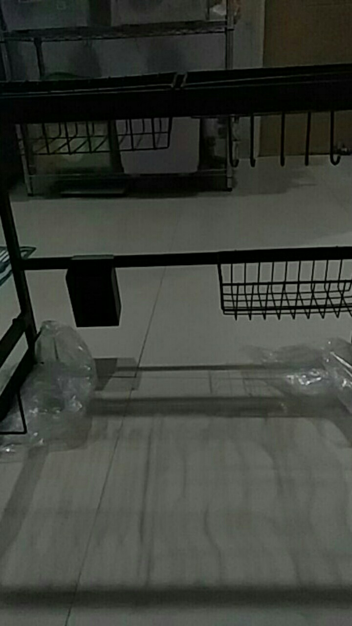 Es Rak Dapur Hitam Rak Wastafel Rak Piring Dan Peralatan Dapur 65cm