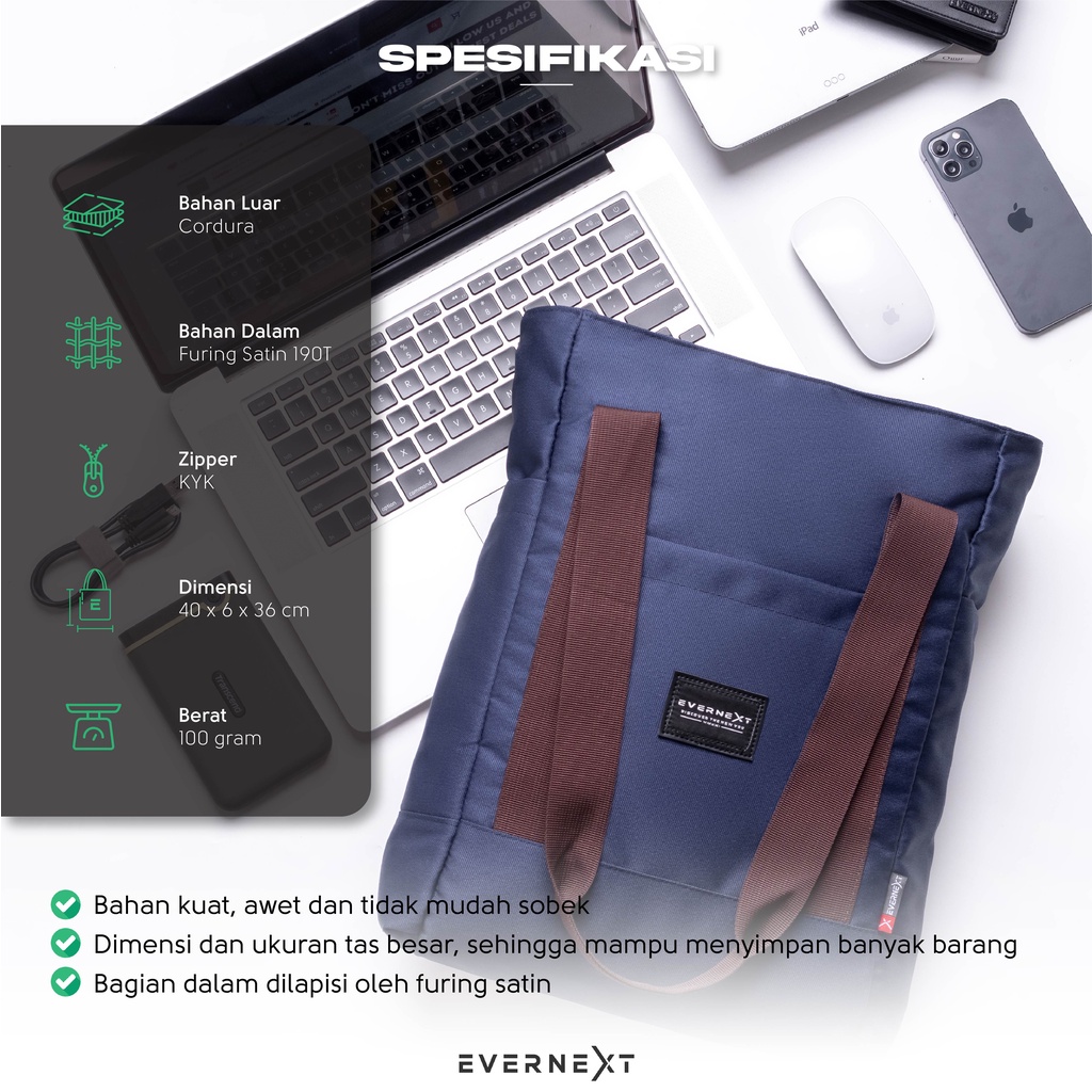 Tas Tote Bag Waterproof Premium Penutup Resleting Muat Laptop 13&quot; 14&quot; Unisex