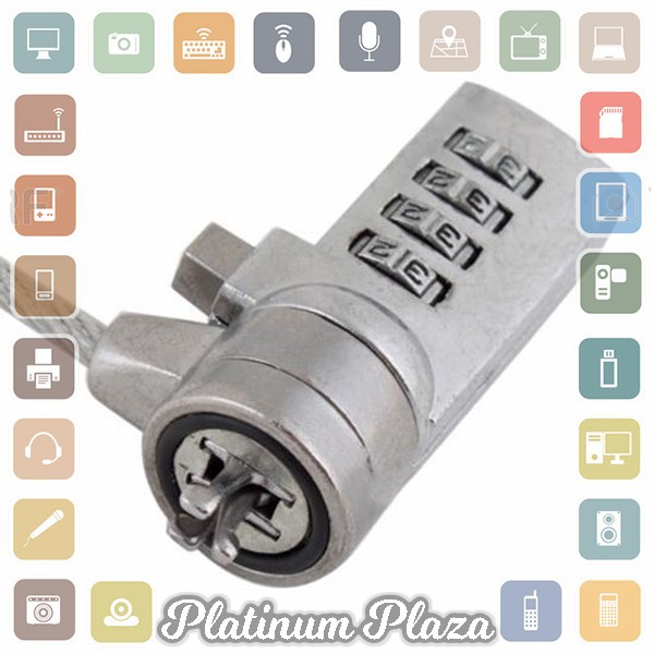 F&amp;K Kunci Pengaman Laptop Code Number Security Lock - 18458 - Silver`69CP2E-