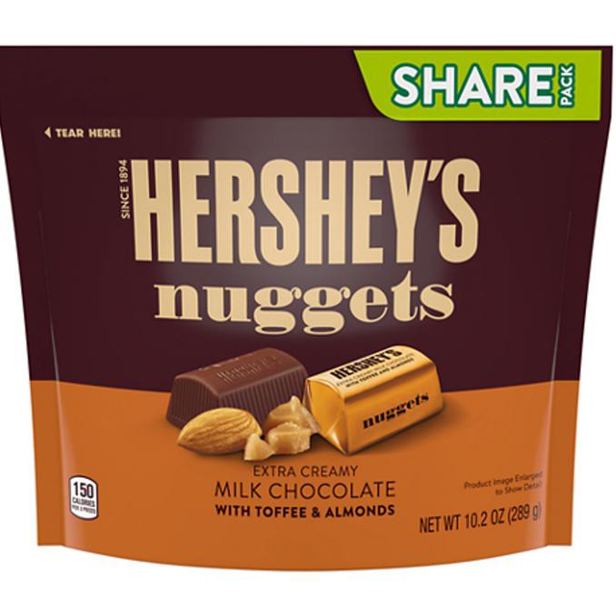 

PROMO !!! Hershey Nuggets Milk Chocolate with Toffee & Almond - cokelat impor