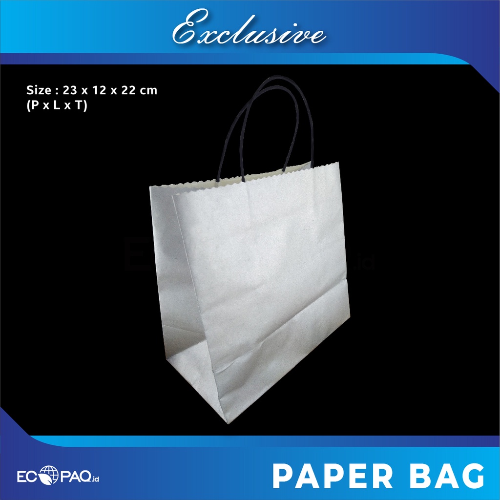 

Paper Bag Polos - Paper Bag 23x12x22 cm - SILVER - PERAK (20 pcs)