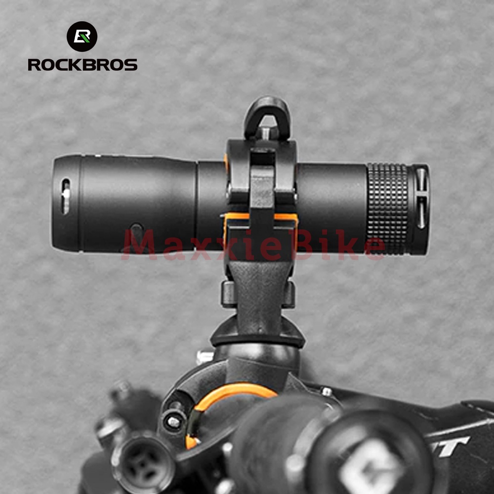 ROCKBROS DJ1001 Bracket Lampu Sepeda Bicycle Rotating Light Double Holder Quick Release