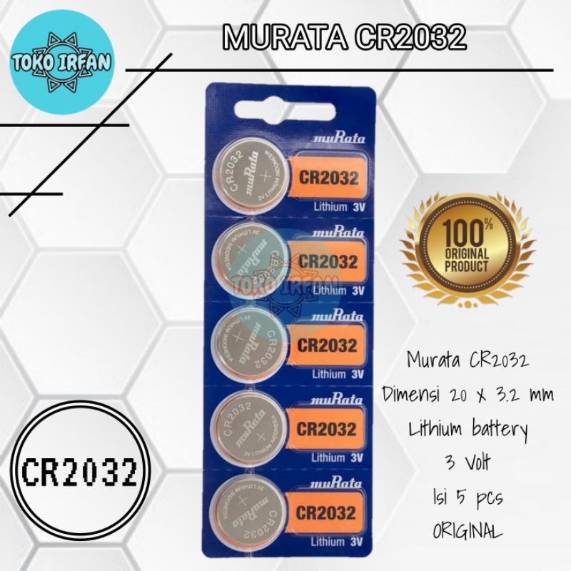 Baterai MuRata CR2032 Original Lithium Primary LiMNO2 Coin Cell Batteries 3 Volt