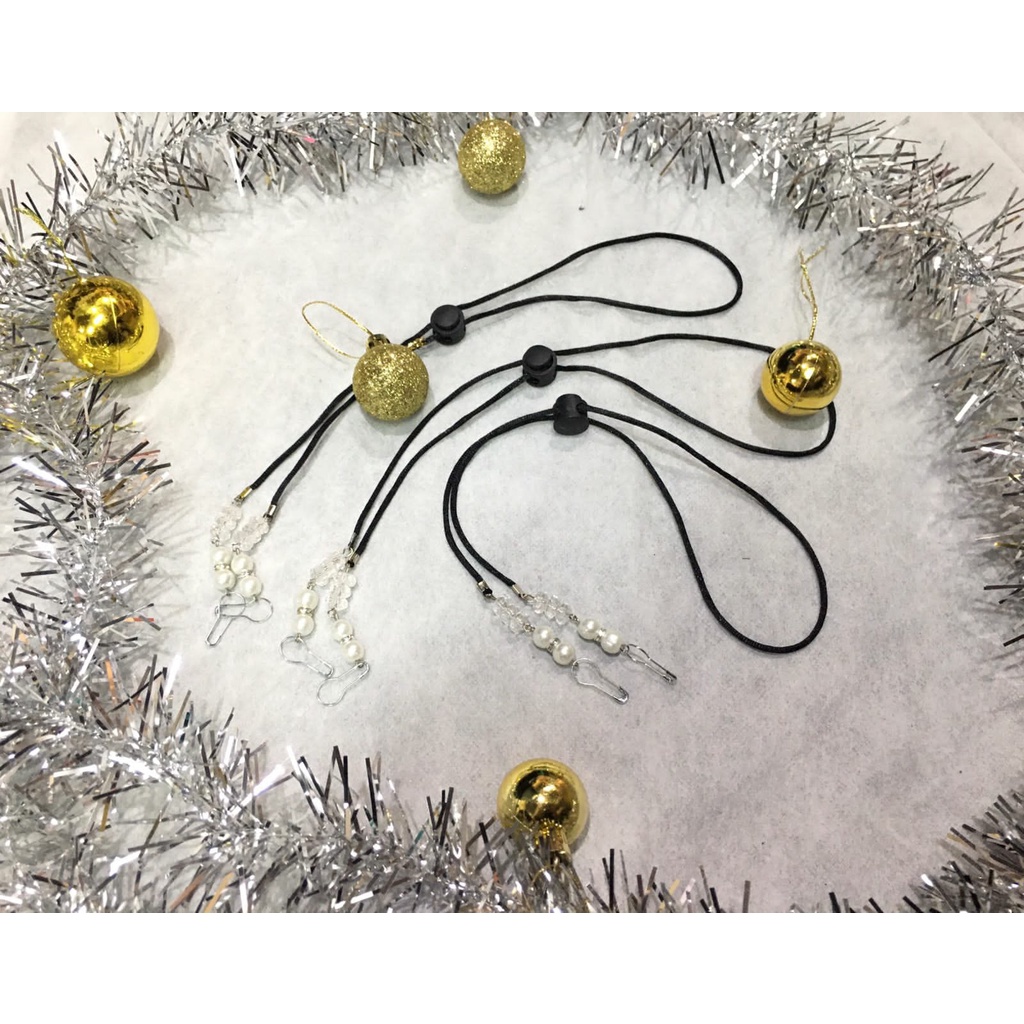 Strap Gantungan KONEKTOR STOPPER Tali Leher Pengait Masker Model Mutiara Pearl Kristal