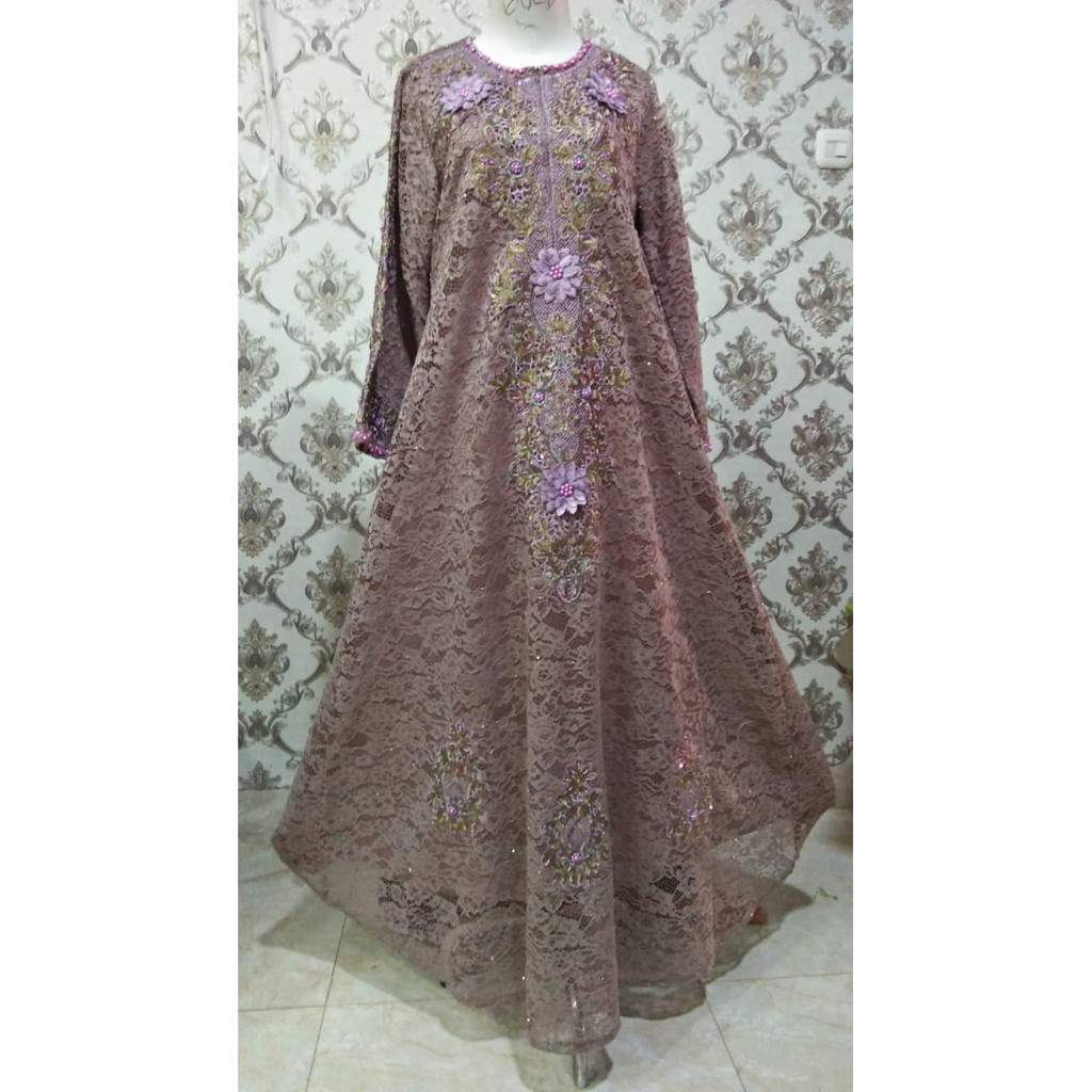 Gamis brokat bordir / Gamis pesta / Gamis brukat non gliter