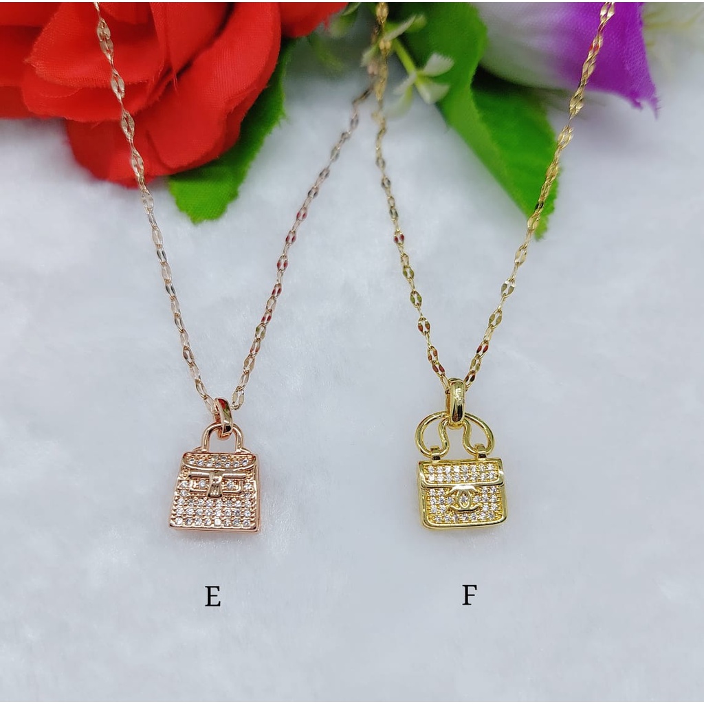 Kalung titanium permata perhiasan fashio A-D