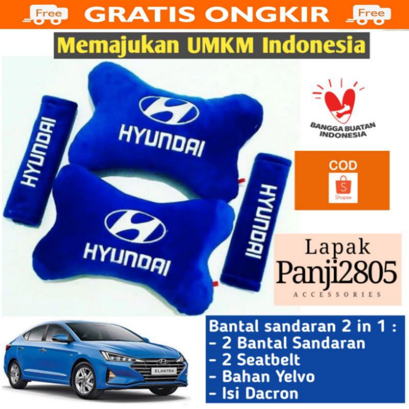 Bantal Mobil HYUNDAI Bantal Isi 2 Sandaran Leher Kepala HYUNDAI BIRU/BANTAL HYUNDAI/BANTAL HEADREST 
