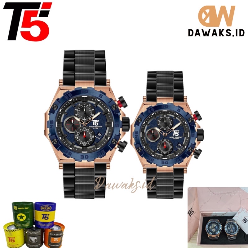 JAM TANGAN COUPLE T5 H 3847G/ T5 3847L ORIGINAL CHRONO AKTIF TAHAN AIR FREE BOX+PAPERTAS JAM TANGAN 