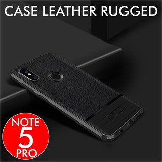 [COD] Leather Rugged Armor Case Xiaomi Redmi Note 5 Pro