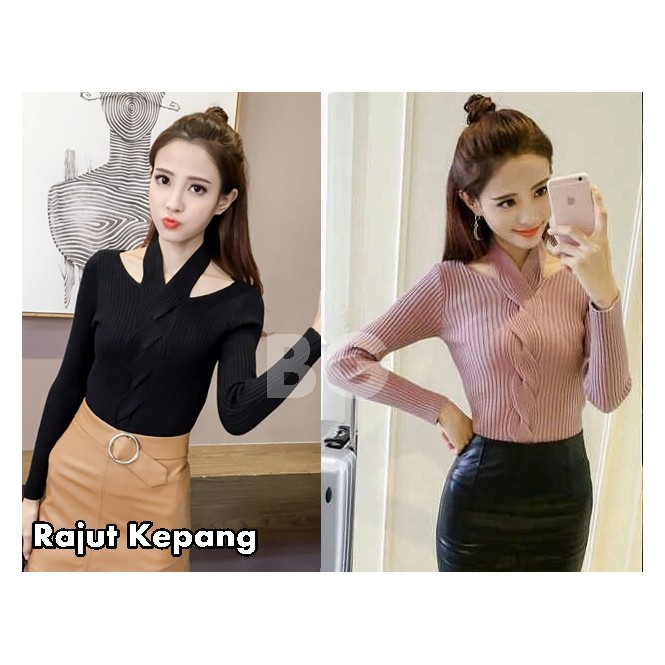 [COD] Atasan Rajut - Kepang | Atasan Wanita | Braid Blouse | Baju Cewek Kekinian | Blouse Kekinian