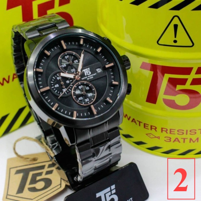 Jam Tangan Pria T5 H3451 T5 H 3451 Black chain original free tin box