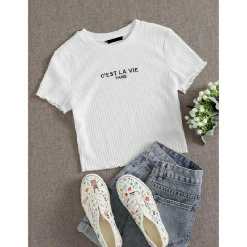 Arifirn Cella Embroidery Kriwil Top - Tshirt Wanita | Baju Wanita