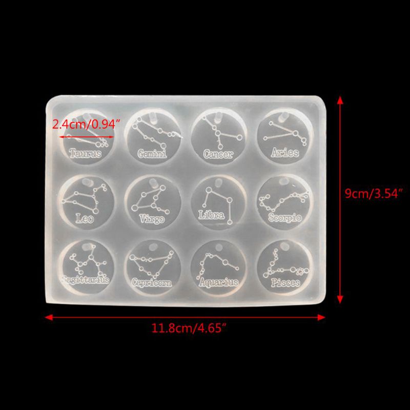 SIY  12 Constellations Discs Pendant Epoxy Resin Silicone Mold Jewelry Making Tools