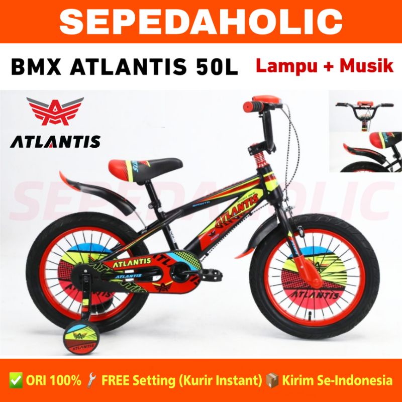 Sepeda Anak Laki BMX ATLANTIS 50L Ukuran 12 16 18 Inch Lampu Musik