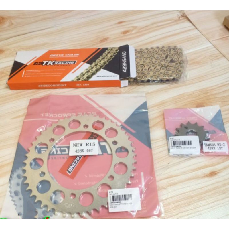 Gear set Full TK Racing R15 v3 Vixion R XSR155 set rantai gold