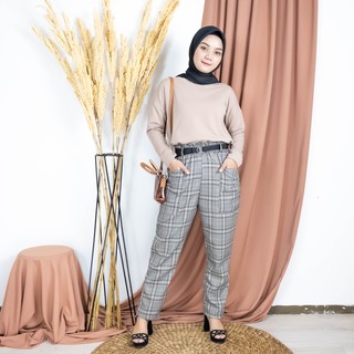 PS1675 Isadora Plaid Pants celana kotak kotak celana PS1675 Isadora Plaid Pants celana kotak kotak celana