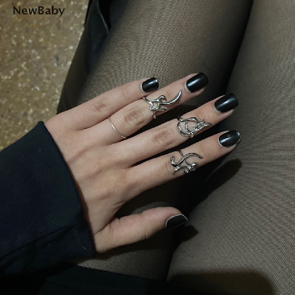 Newbaby 3pcs / Set Cincin Pelindung Ujung Jari Asimetris Gaya Punk Untuk Bayi