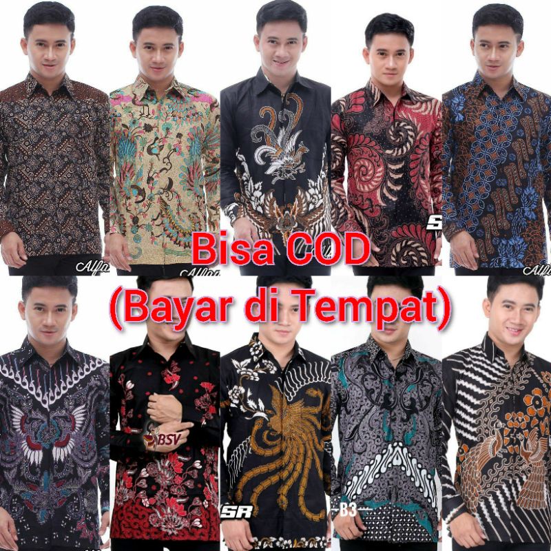 Best Seller Kemeja Baju Batik Pria Cowok Cowo Lengan Panjang Slimfit Modern Terbaru Trendy Kemeja Pria Batik lbbXgJgh37wg1E
