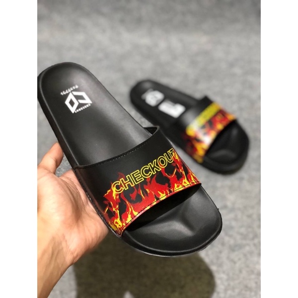 SANDAL SLIDE CHEKOUT FLAME PRIA WANITA