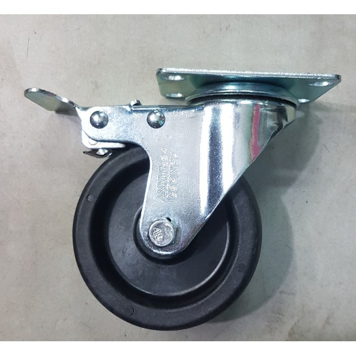 Roda Pneolic / Tahan Panas 4 Inch Kaki Rem ( Kunci ) Ranger Germany