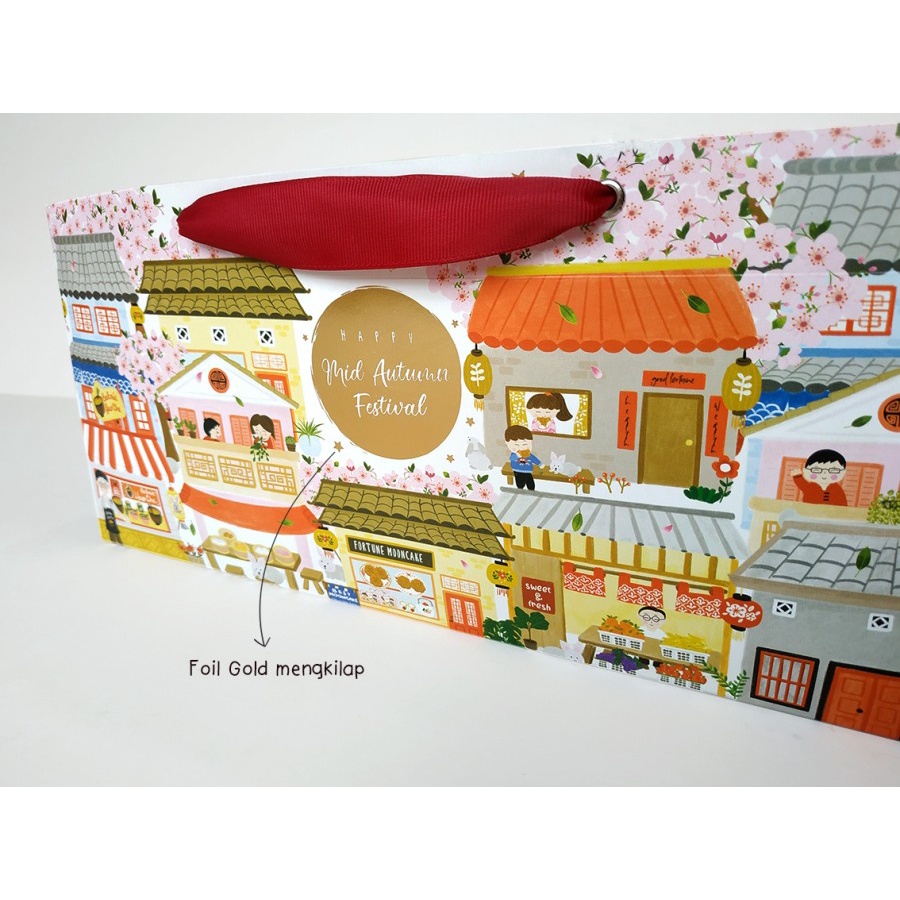 

Paper Bag Mooncake Tas Kertas Kemasan Hampers Hadiah Kotak Bingkisan Gift Packaging 33x24x15 isi 10