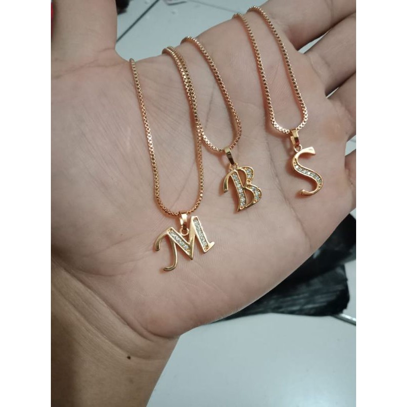 kalung huruf xuping wanita 45cm A sampai Z  berlapis emas