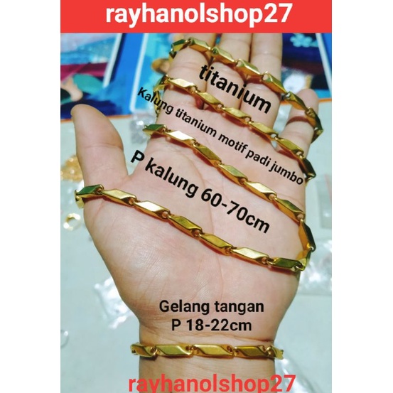 SET KALUNG TITANIUM MOTIF PADI JUMBO FREE GELANG TANGAN JUMBO LAPIS EMAS 24K MEWAH ELEGAN ANTI PUDAR