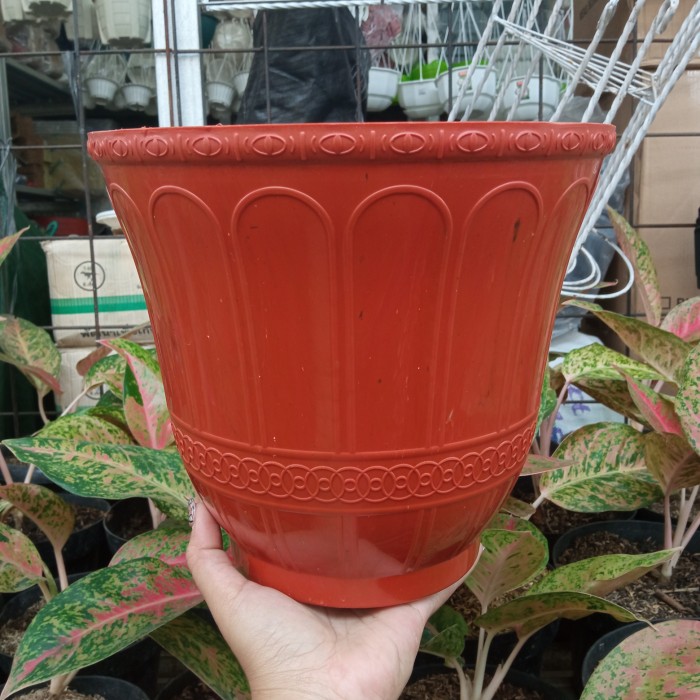 3Pcs Pot Bunga Roma 25 Coklat Bata Citra Jaya Plastik / Pot Tanaman Plastik
