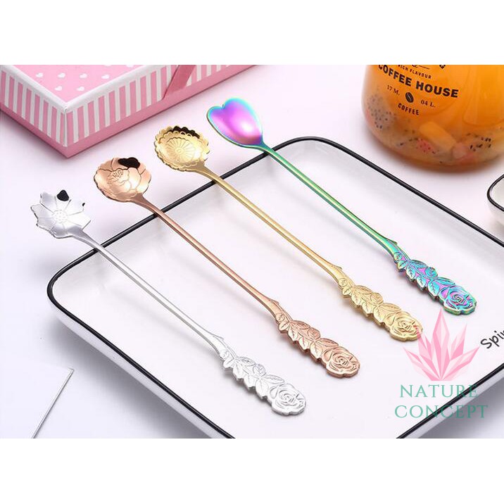 Sendok Unik Gagang Rose untuk Anak Teh Kopi Gift Dessert Kue