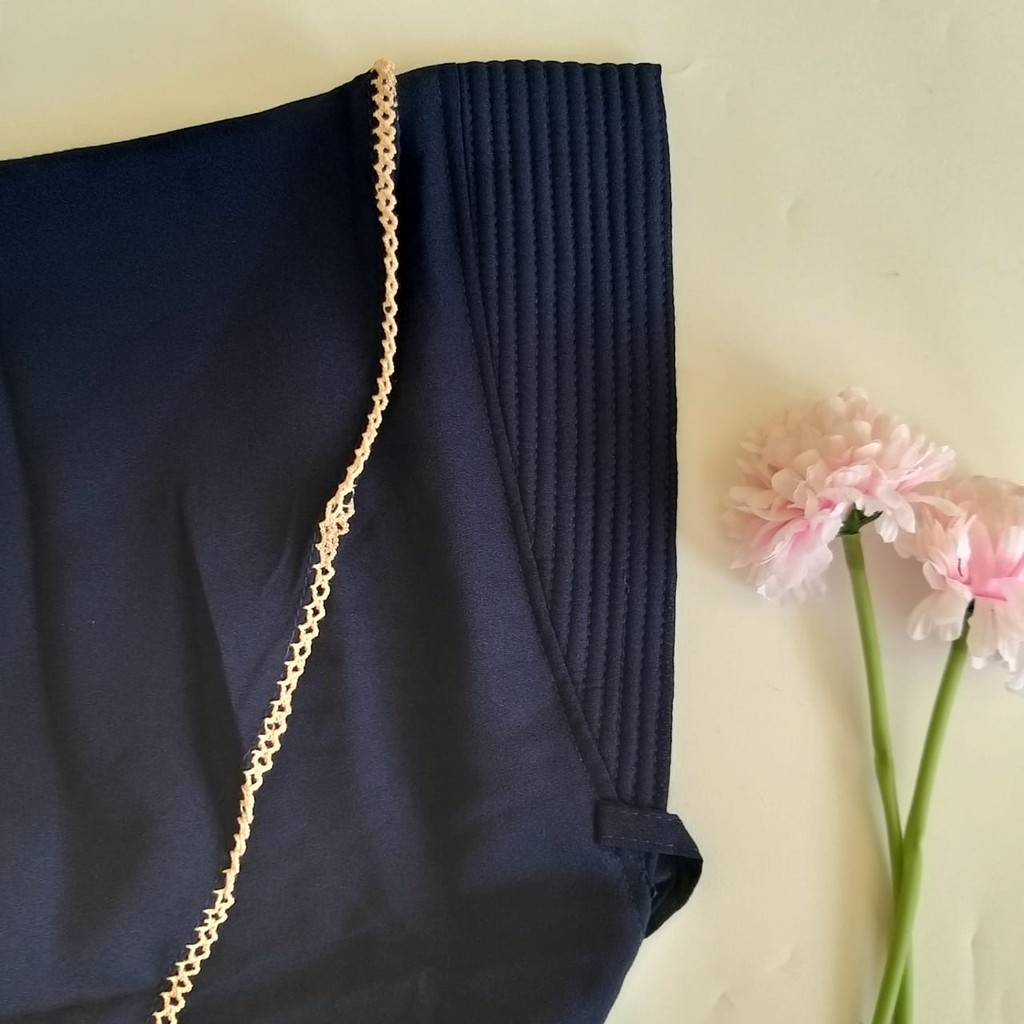 Jilbab Bergo Pet tali List Pichot Size XL/Hijab Bergo Instan Jumbo Modis Mentari-Navy