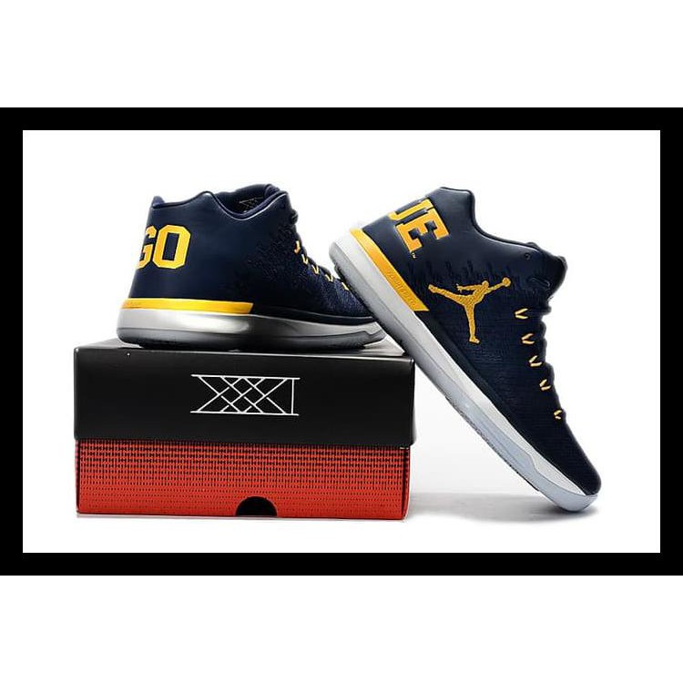 DISKON NIKE LOW AIR JORDAN 31 XXXI NAVY BLUE MICHIGAN PERFECT KICK ORIGINAL BIG SALE