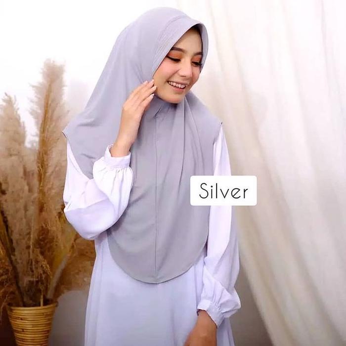Hijab Instan Rabiah Bahan Jersey Motif Polos / Jilbab Polos Simpel Daily Use / Khimar Pinguin Syari 