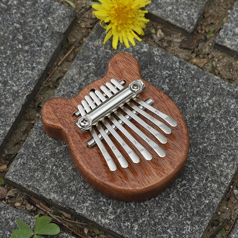 Alat Musik Kalimba Sapele Mbira Mini 8 Kunci Bentuk Beruang Hati Kucing Bahan Kayu