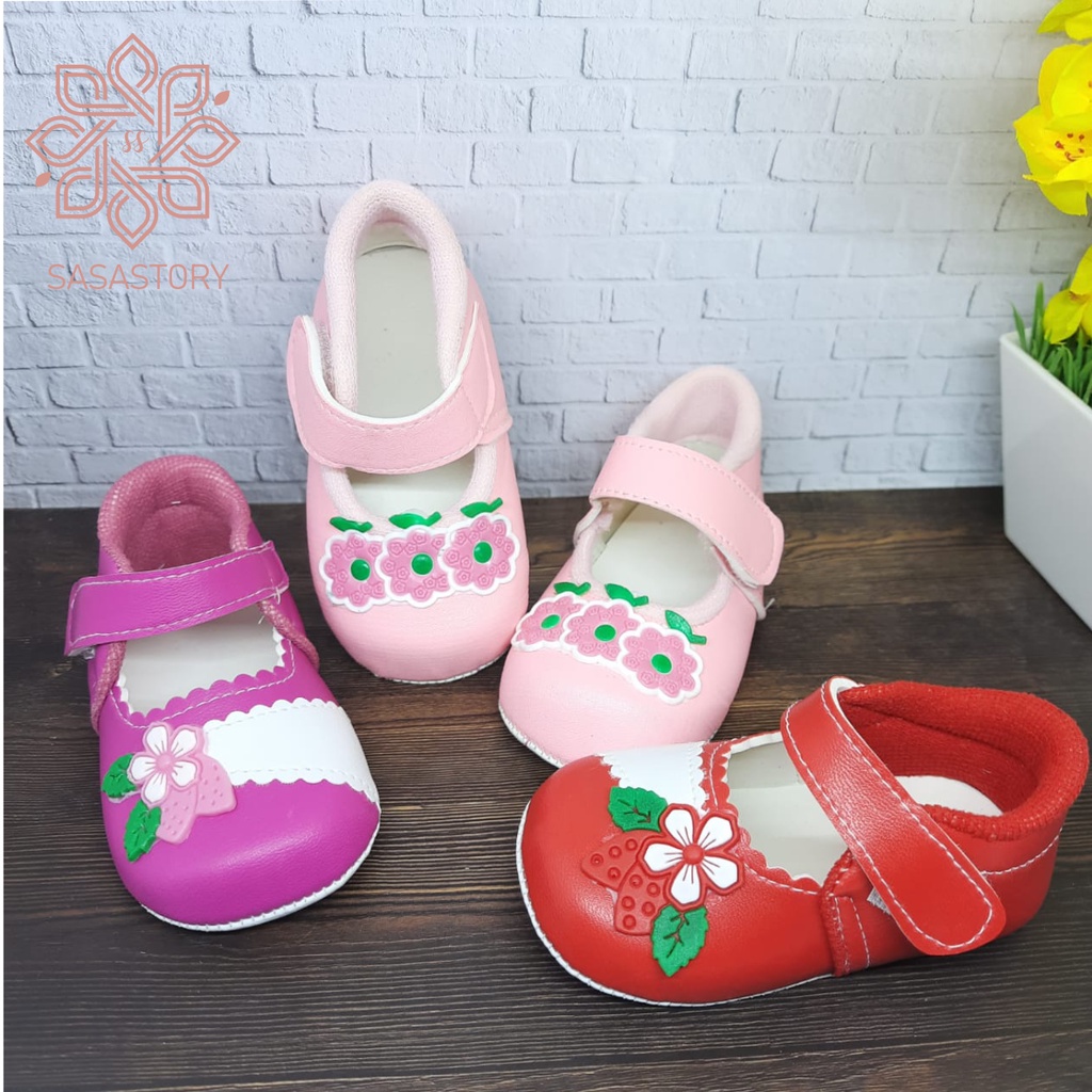 SEPATU PREWALKER BABY BAYI BUNGA DAUN ANAK PEREMPUAN 0-12 BULAN GP02