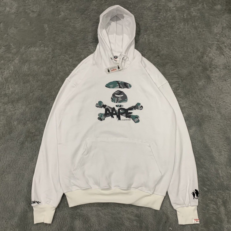 Sweater Hoodie Aape Bape Camo Skull White Fulltag &amp; Lebel