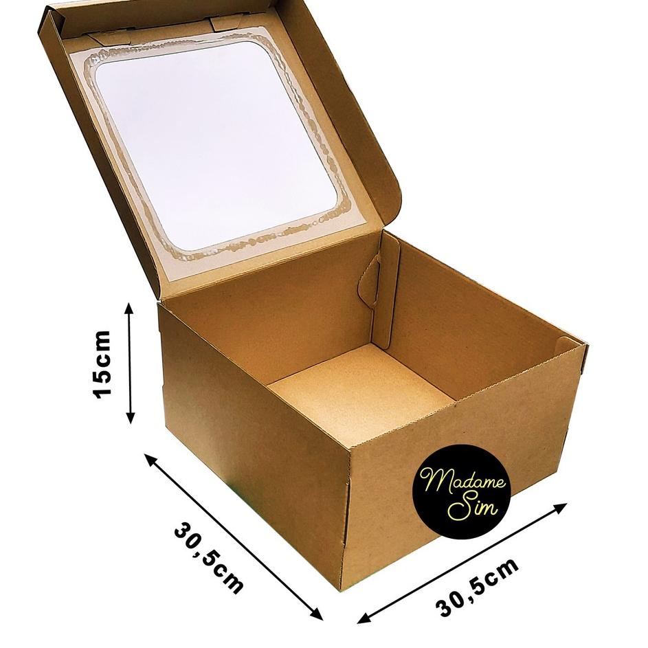 

KOTAK KUE - CAKE BOX 30 x 30 x 15 CM - COKLAT + JENDELA ISI 10 PCS ~
