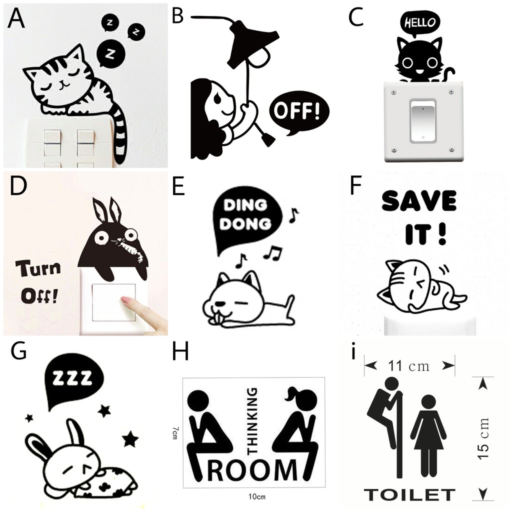 RELIZA WALL STICKER / STIKER DINDING SAKLAR TURN ON OFF DING DONG TOILET HOME DECOR HIASAN DINDING