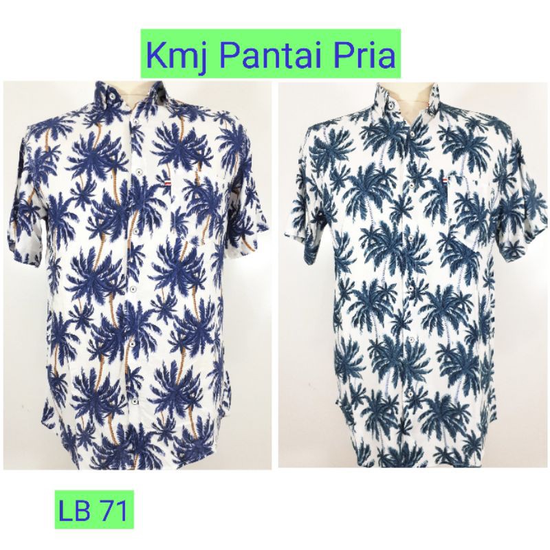 Kemeja Pendek Pantai Pria motif Pohon Kelapa Rayon - XL