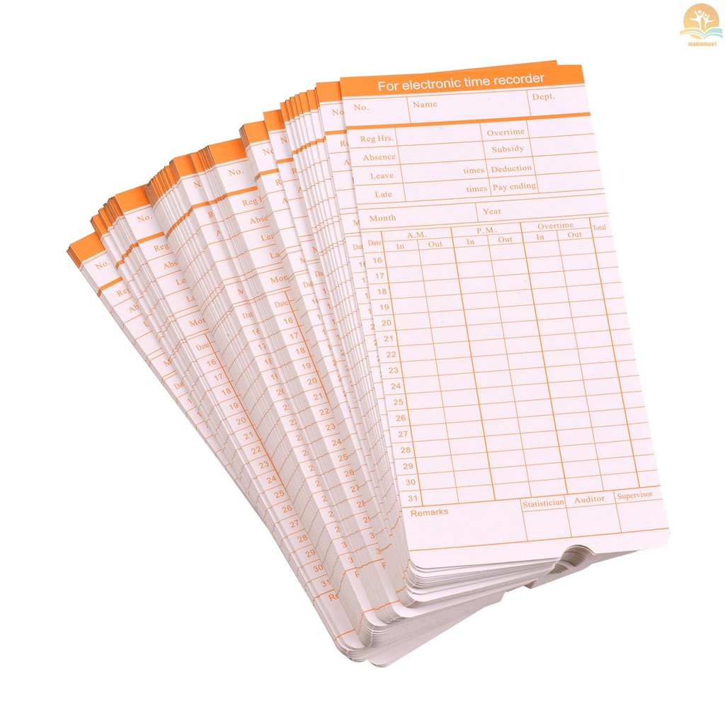 90pcs/ Pack Time Cards Timecards Monthly 2-sided 18 * 8.4cm for Employee Attendance Time Clock Recorder