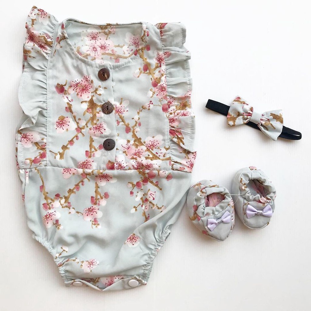 Mandy Jumpsuit Baju setelan jumper rok bunga bandana sepatu pergi lucu fashion anak bayi perempuan