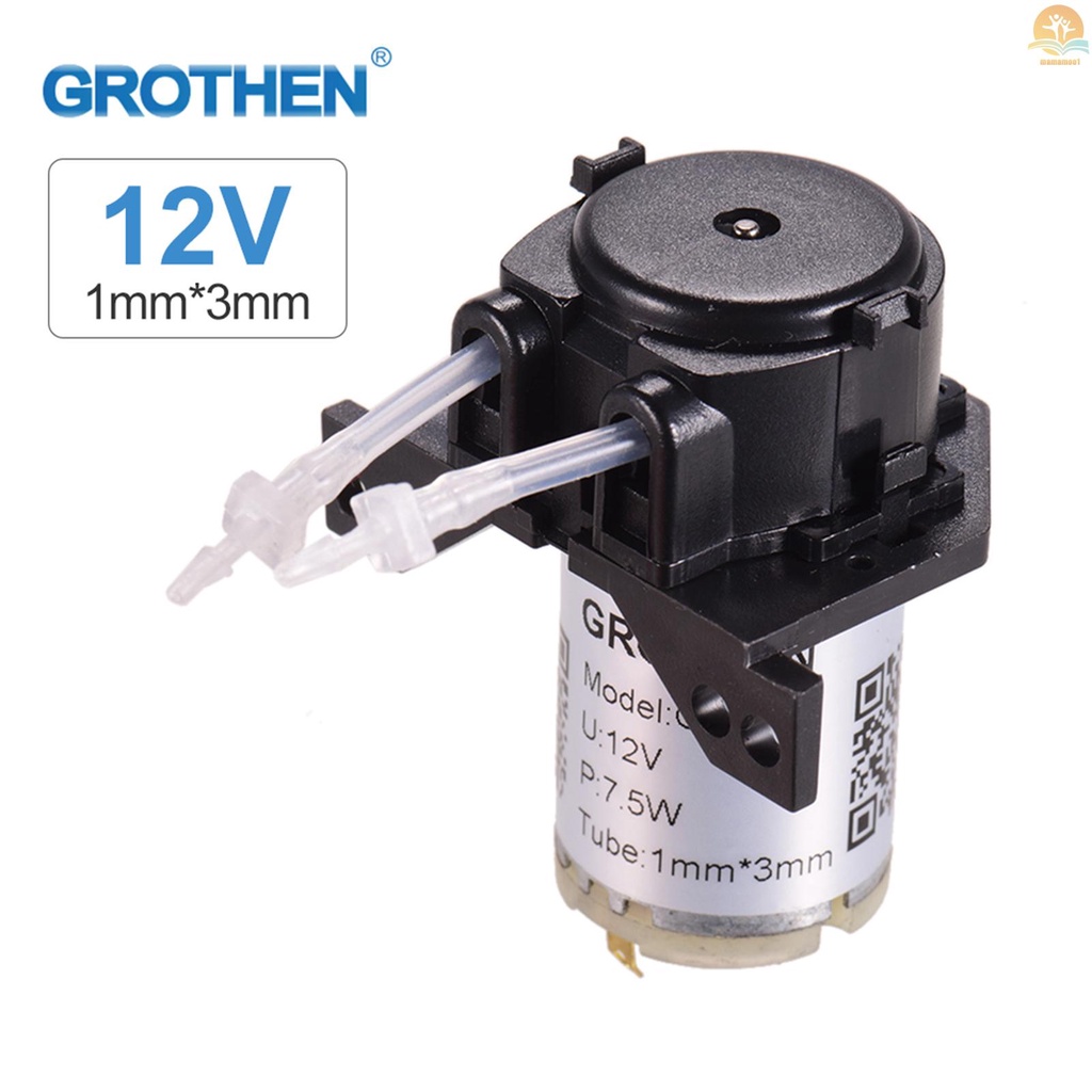 GROTHEN DC 12V Dosing Pump Peristaltic Pump Mini Water Liquid Pump Peristaltic Tube Head Self-Priming Function for Aquarium Lab Chemical Analysis Dosing Additives, L Style