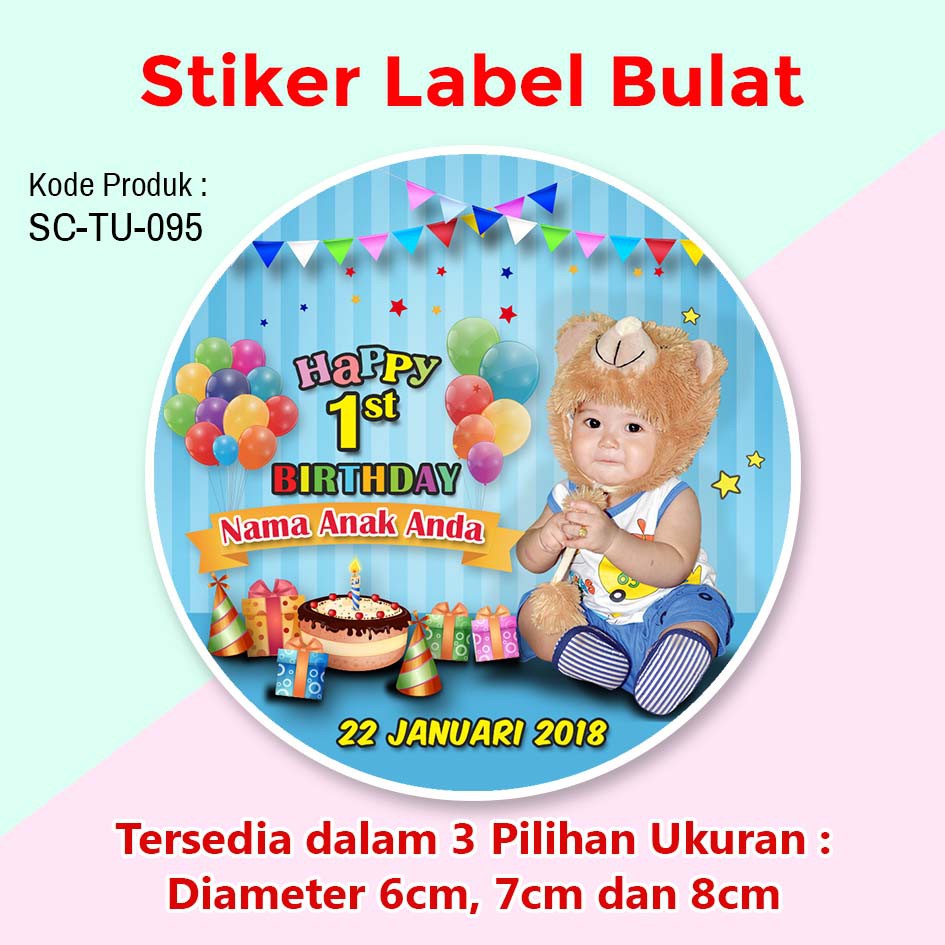 Stiker Label Ulang Tahun Anak Tumpeng Mini Souvenir Pakai Foto Anak Shopee Indonesia