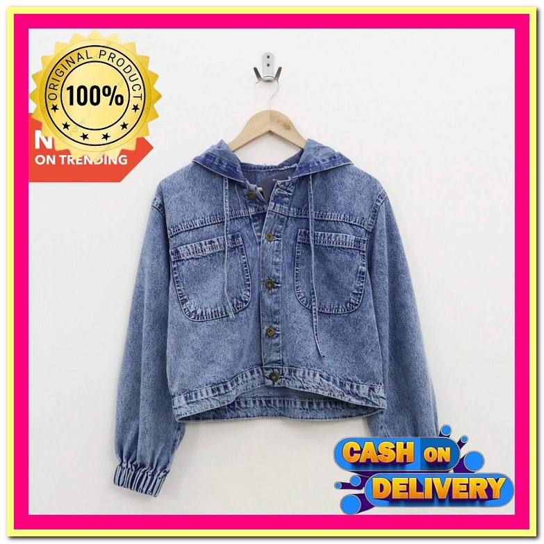 Jacket Jeans Wanita Jaket Denim Kekinian Cewe Jeket Levis Oversize Terbaru Amr Original 9003 Back Bu