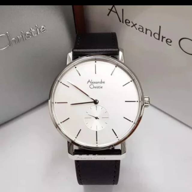 Alexandre christie ac8572 case silver dalam putih jamtangan pria