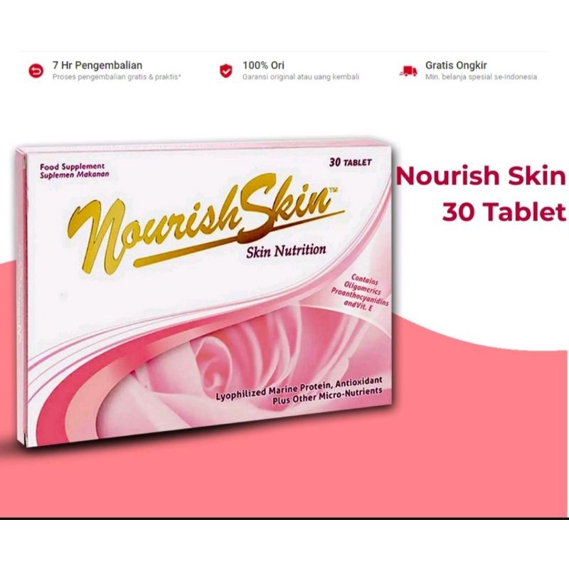 pesan khusus Nourish  Skin 60 Tab / Kulit Kencang / Mencegah Penuaan / Mengurangi Minyak / suplemen kulit